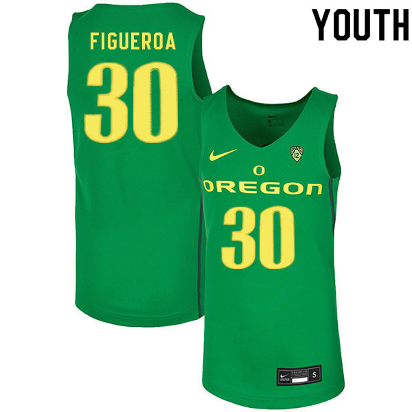 Youth #30 LJ Figueroa Oregon Ducks College Basketball Jerseys Sale-Green